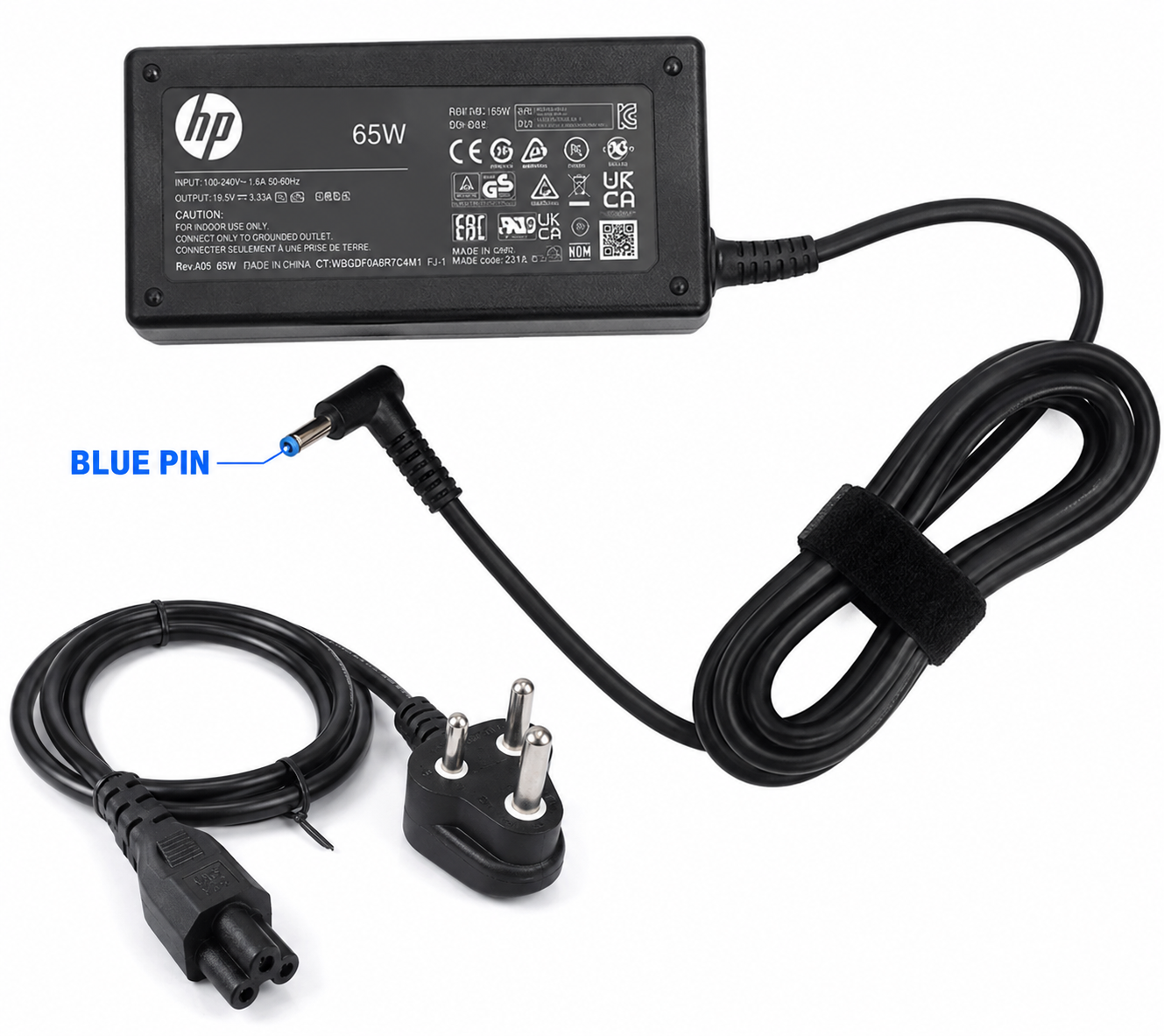 HP 65W AC Blue Pin Laptops Charger Adapter  (Refurbished)